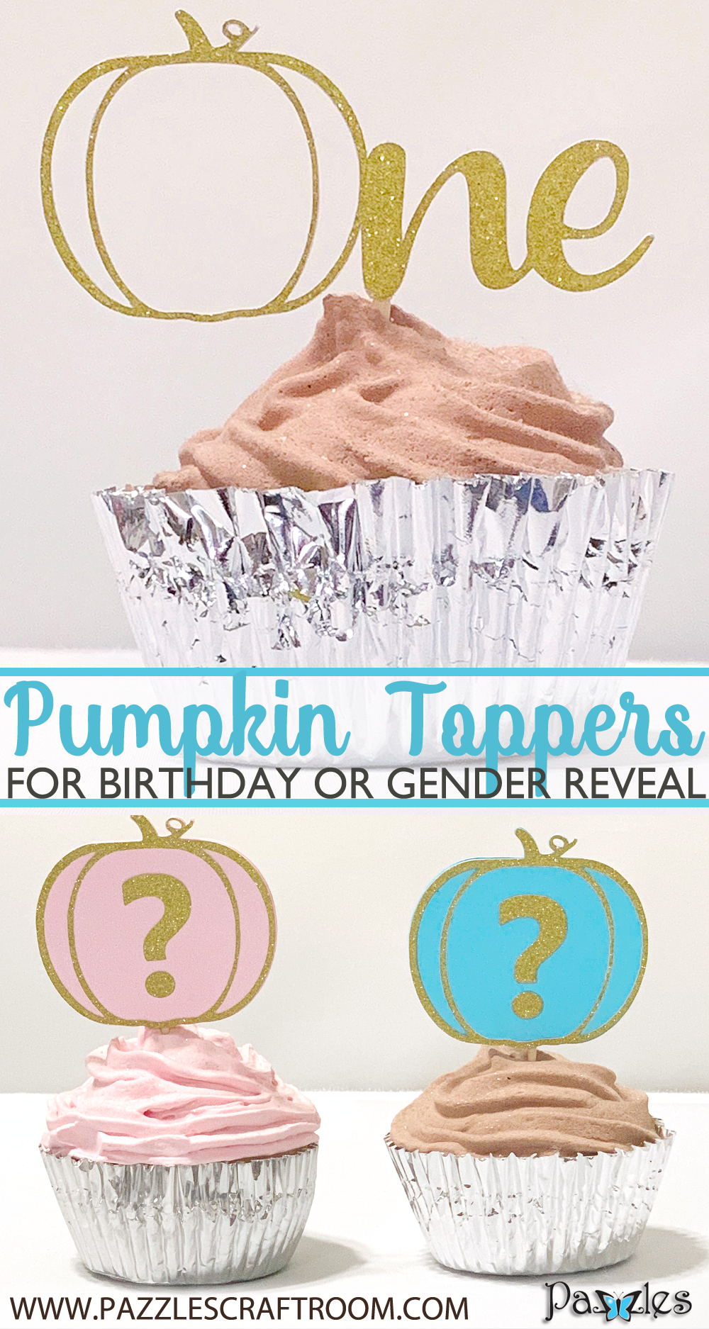 Pazzles Fall DIY Pumpkin Cupcake Toppers with SVG download by Lisa Reyna. Compatible with all major electronic cutters including Pazzles Inspiration, Cricut, and Silhouette Cameo.