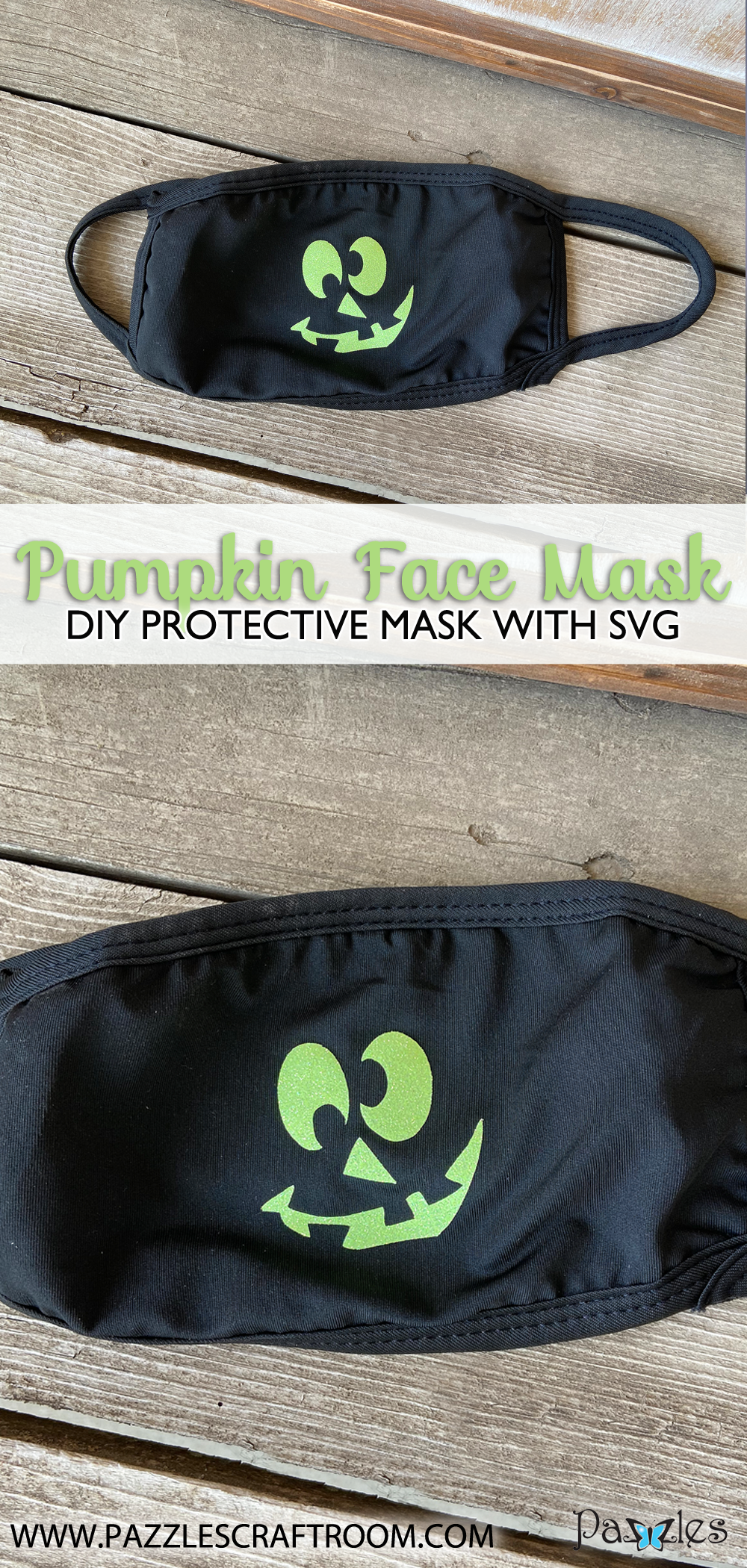 Pazzles DIY Pumpkin Face Mask with instant SVG download. Compatible with all major electronic cutters including Pazzles Inspiration, Cricut, and Silhouette Cameo. Design by Sara Weber.