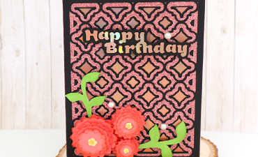 Pazzles Happy Birthday DIY Quartrefoil Layered Card with instant SVG download. Compatible with all major electronic cutters including Pazzles Inspiration, Cricut, and Silhouette Cameo. Design by Monica Martinez