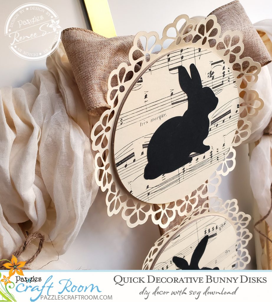 Pazzles DIY Quick Bunny Disks with instant SVG download. Instant SVG download compatible with all major electronic cutters including Pazzles Inspiration, Cricut, and Silhouette Cameo. Design by Renee Smart.