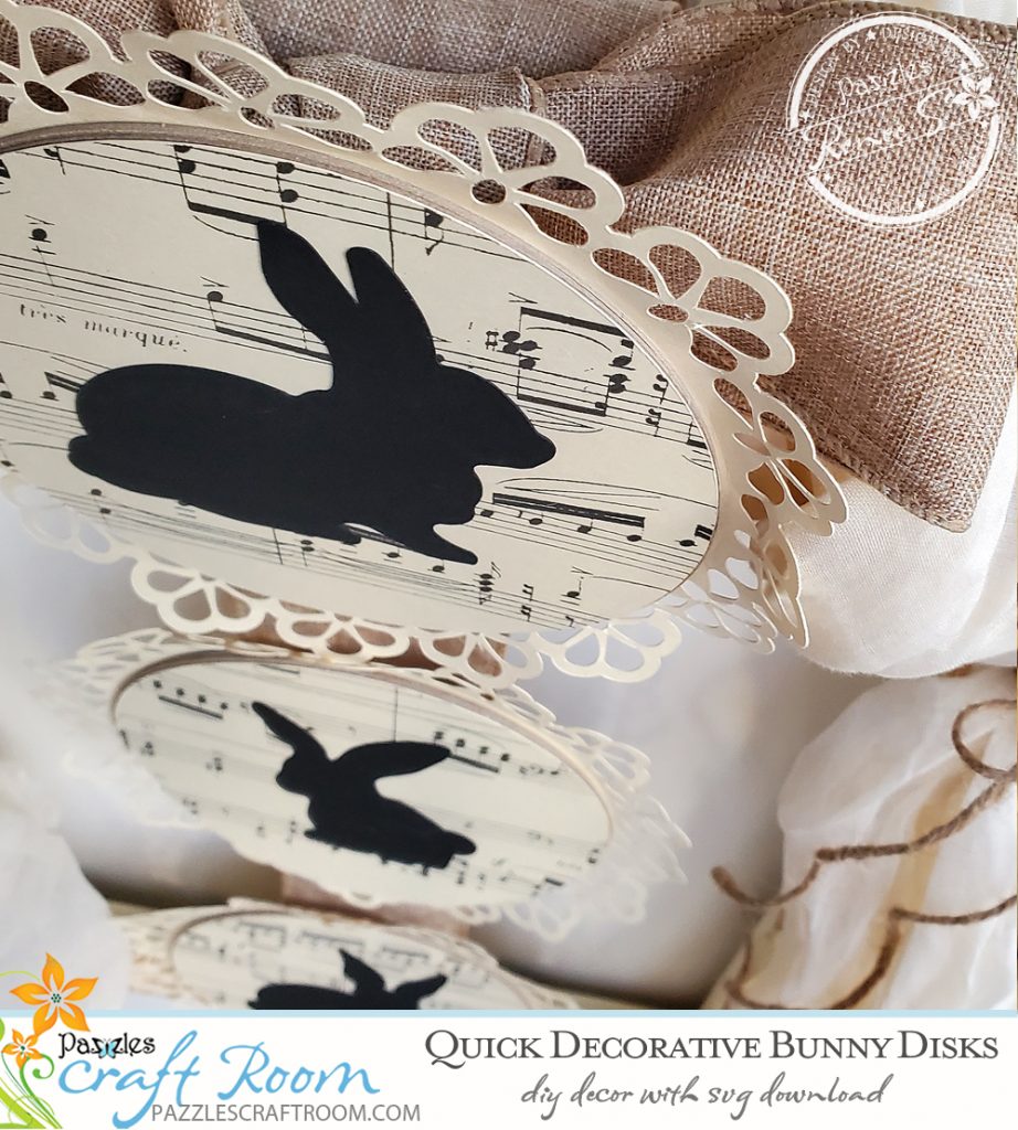 Pazzles DIY Quick Bunny Disks with instant SVG download. Instant SVG download compatible with all major electronic cutters including Pazzles Inspiration, Cricut, and Silhouette Cameo. Design by Renee Smart.