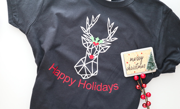 Pazzles DIY Reindeer Shirt with instant SVG download. Compatible with all major electronic cutters including Pazzles Inspiration, Cricut, and Silhouette Cameo. Design by Monica Martinez.
