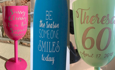 Pazzles DIY Personalized Sandblasted Tumblers with instant SVG download. Compatible with all major electronic cutters including Pazzles Inspiration, Cricut, and SIlhouette Cameo. Design by Sara Weber.