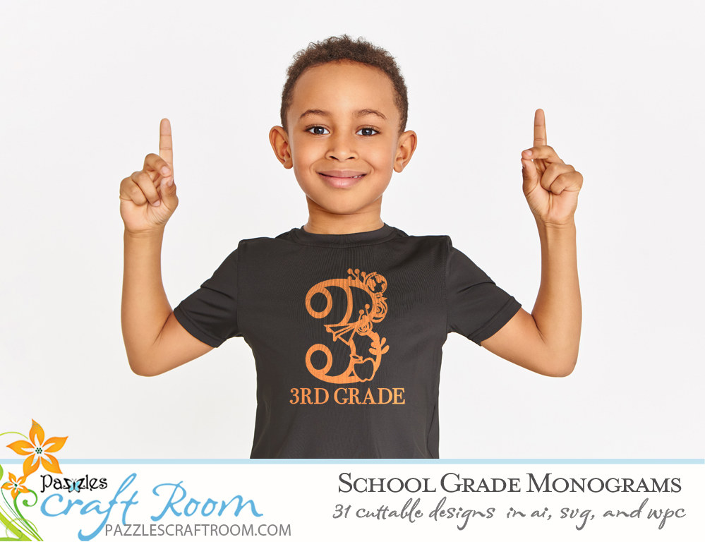 Pazzles DIY School Grade Monograms collection of cuttable designs in AI, SVG, and WPC. Instant SVG download compatible with all major electronic cutters including Pazzles Inspiration, Cricut, and Silhouette Cameo.