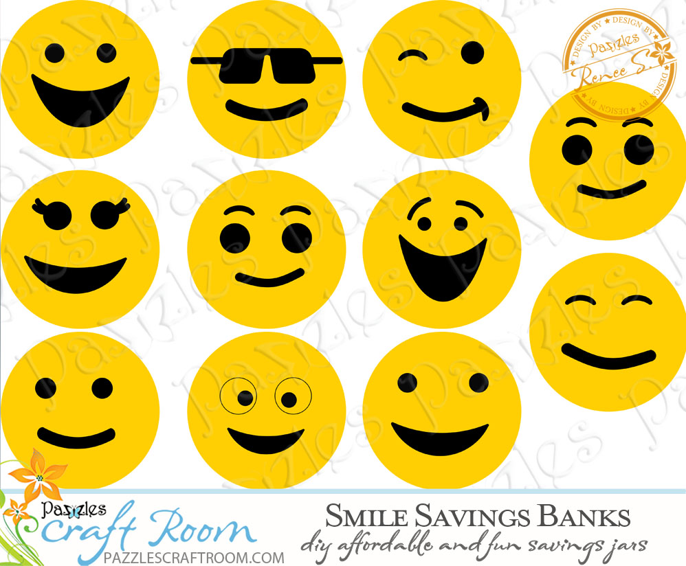 Pazzles Savvy Smile DIY Savings Jar by Renee Smart. SVG download included compatible with all major electronic cutters including Pazzles Inspiration, Cricut, and Silhouette Cameo.