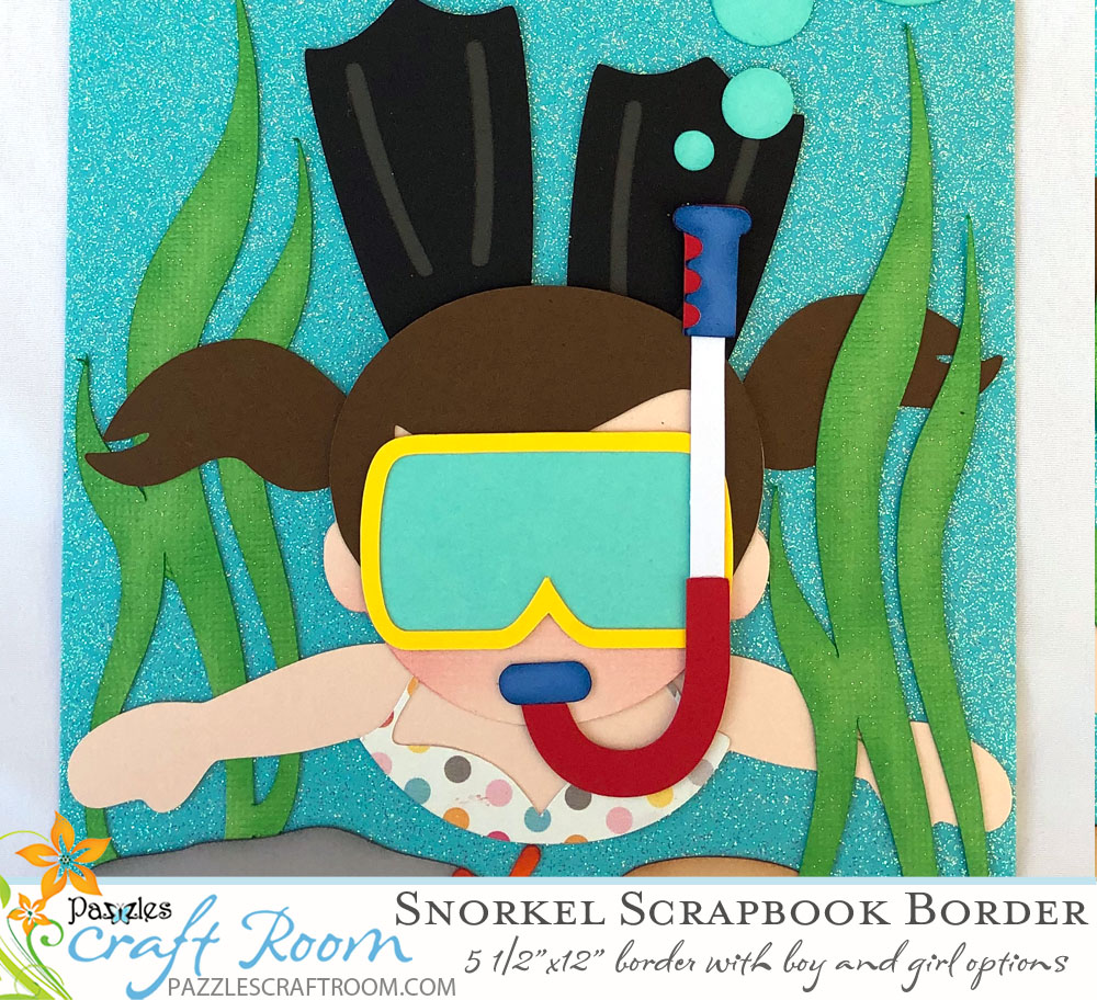 Pazzles DIY Boy or Girl Snorkeling Scrapbook Border by Alma Cervantes
