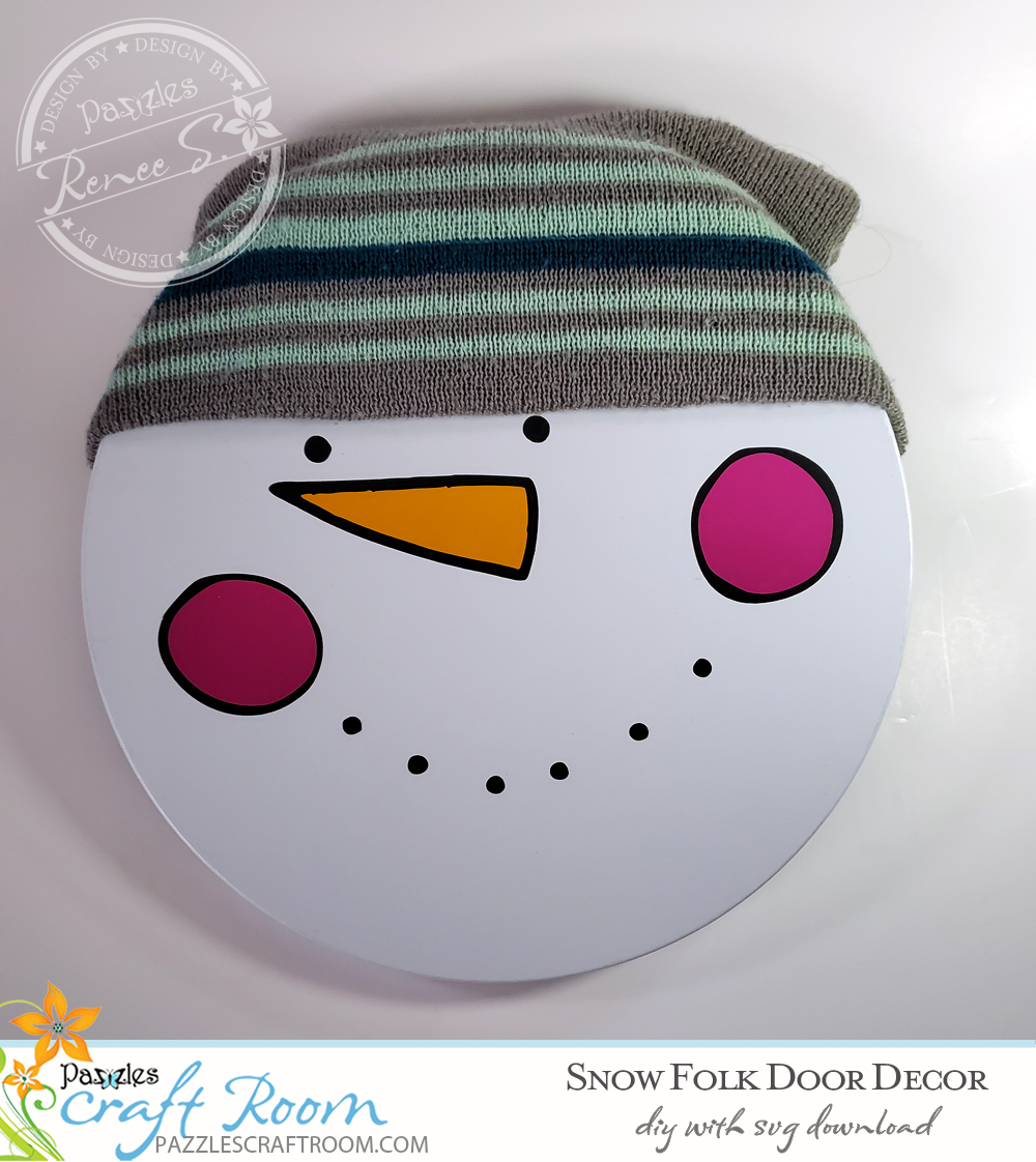 Pazzles DIY Snow Folk Door Decor with instant SVG download. Compatible with all major electronic cutters including Pazzles Inspiration, Cricut, and Silhouette Cameo. Design by Renee Smart.