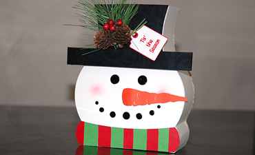 Pazzles Light Up DIY Snowman Decoration with instant SVG download. Compatible with all major electronic cutters including Pazzles Inspiration, Cricut, and Silhouette Cameo. Design by Judy Hanson.