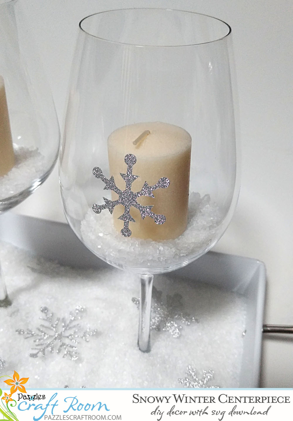 Pazzles DIY Winter Centerpiece Home Decor with instant SVG download compatible with all major electronic cutters including Pazzles Inspiration, Cricut, and Silhouette Cameo. Design by Renee Smart.