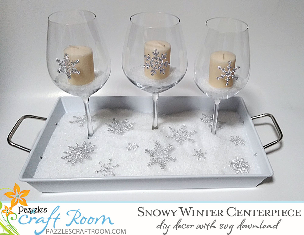 Pazzles DIY Winter Centerpiece Home Decor with instant SVG download compatible with all major electronic cutters including Pazzles Inspiration, Cricut, and Silhouette Cameo. Design by Renee Smart.
