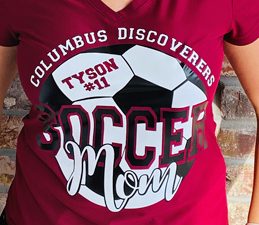 Pazzles DIY Customizable Soccer Mom Shirt with instant SVG download. Compatible with all major electronic cutters including Pazzles Inspiration, Cricut, and Silhouette Cameo. Design by Sara Weber.