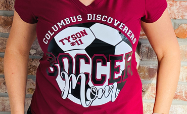 Pazzles DIY Customizable Soccer Mom Shirt with instant SVG download. Compatible with all major electronic cutters including Pazzles Inspiration, Cricut, and Silhouette Cameo. Design by Sara Weber.