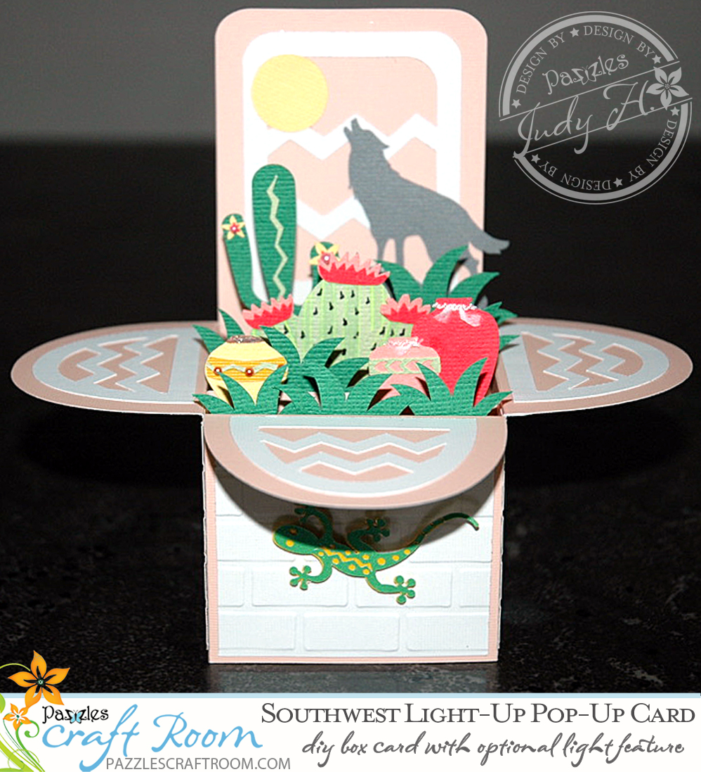 Pazzles DIY Southwest Pop-up Card with Light-up feature by Judy Hanson