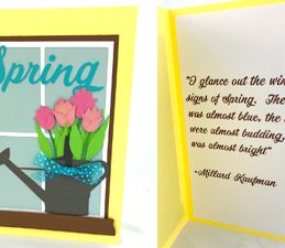 Pazzles DIY Spring Card with instant SVG download. Compatible with all major electronic cutters including Pazzles Inspiration, Cricut, and Silhouette Cameo. Design by Alma Cervantes.