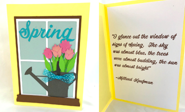 Pazzles DIY Spring Card with instant SVG download. Compatible with all major electronic cutters including Pazzles Inspiration, Cricut, and Silhouette Cameo. Design by Alma Cervantes.