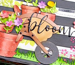 Pazzles DIY Blooms Garden Spring Scene for Journaling, Scrapbook, and Cards. Instant SVG download compatible with all major electronic cutters including Pazzles Inspiration, Cricut, and Silhouette Cameo. Design by Zahraa Darweesh.