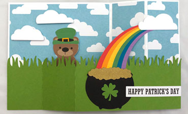 Pazzles DIY St. Patricks' Day Wiper Card with instant SVG download. Compatible with all major electronic cutters including Pazzles Inspiration, Cricut, and Silhouette Cameo. Design by Alma Cervantes.