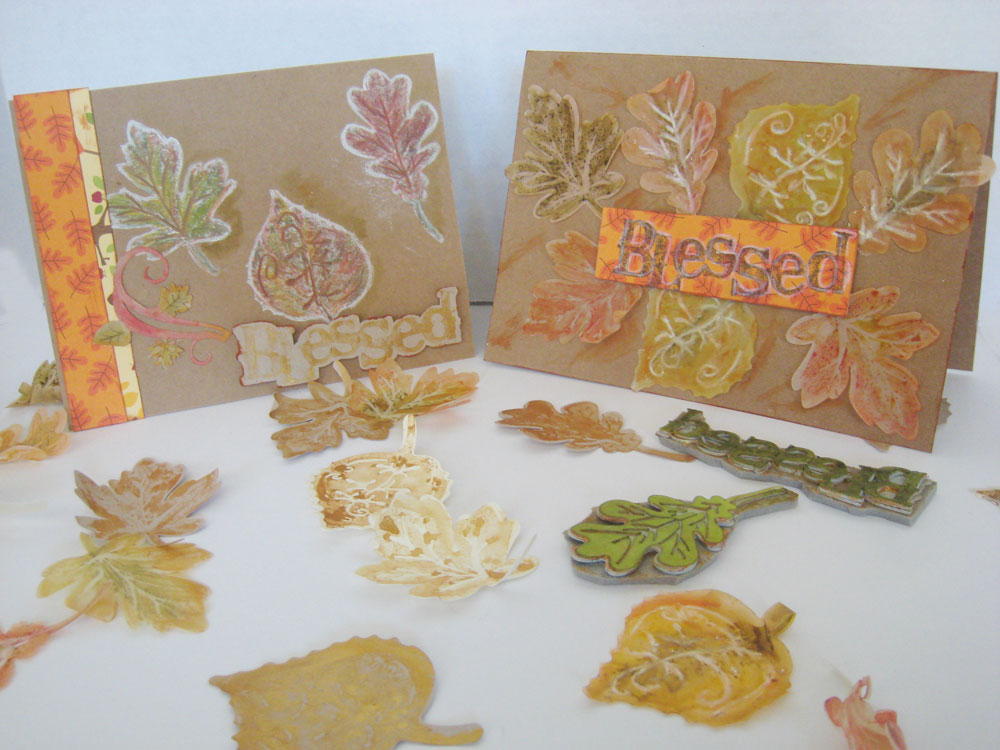 Rubber Stamped Leaves