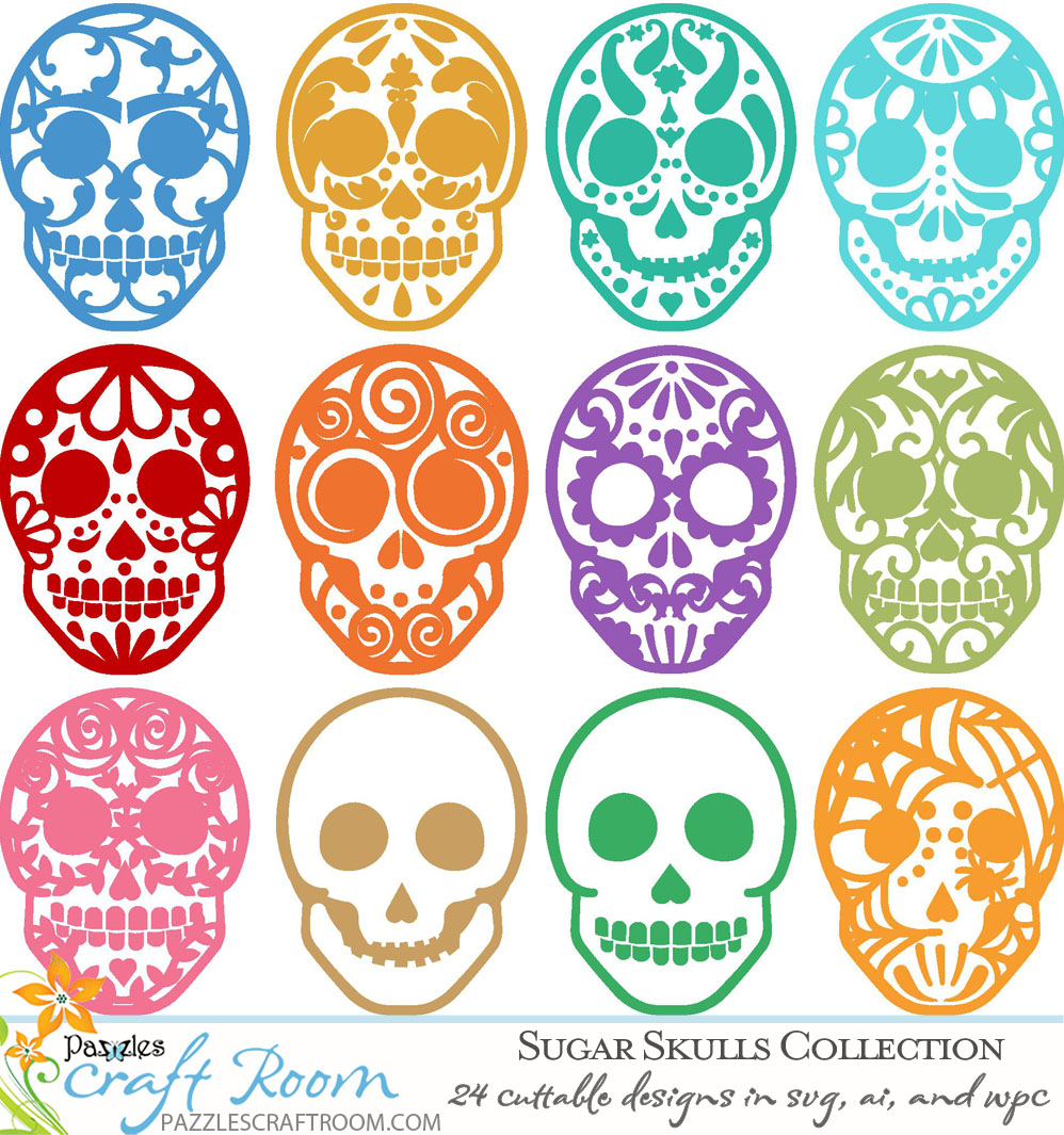 Pazzles DIY Sugar Skull Lantern and Cutting Collection in SVG, AI, and WPC for Dia de Los Muertos or Halloween by Amanda Vander Woude