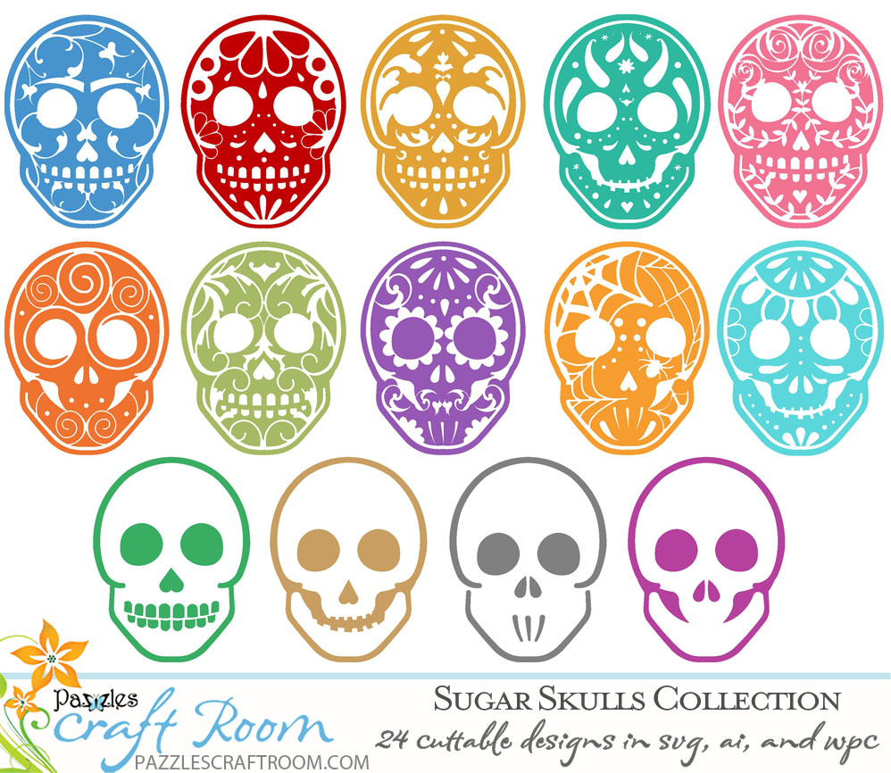 Pazzles DIY Sugar Skull Lantern and Cutting Collection in SVG, AI, and WPC for Dia de Los Muertos or Halloween by Amanda Vander Woude