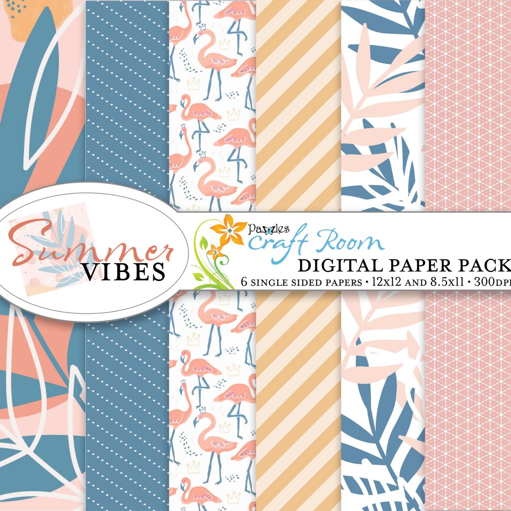 Pazzles DIY Summer Vibes digital paper with instant download. 