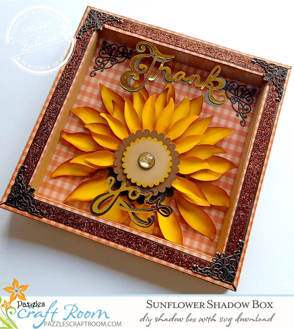 DIY Sunflower Shadow Box with instant SVG download - Pazzles Craft Room