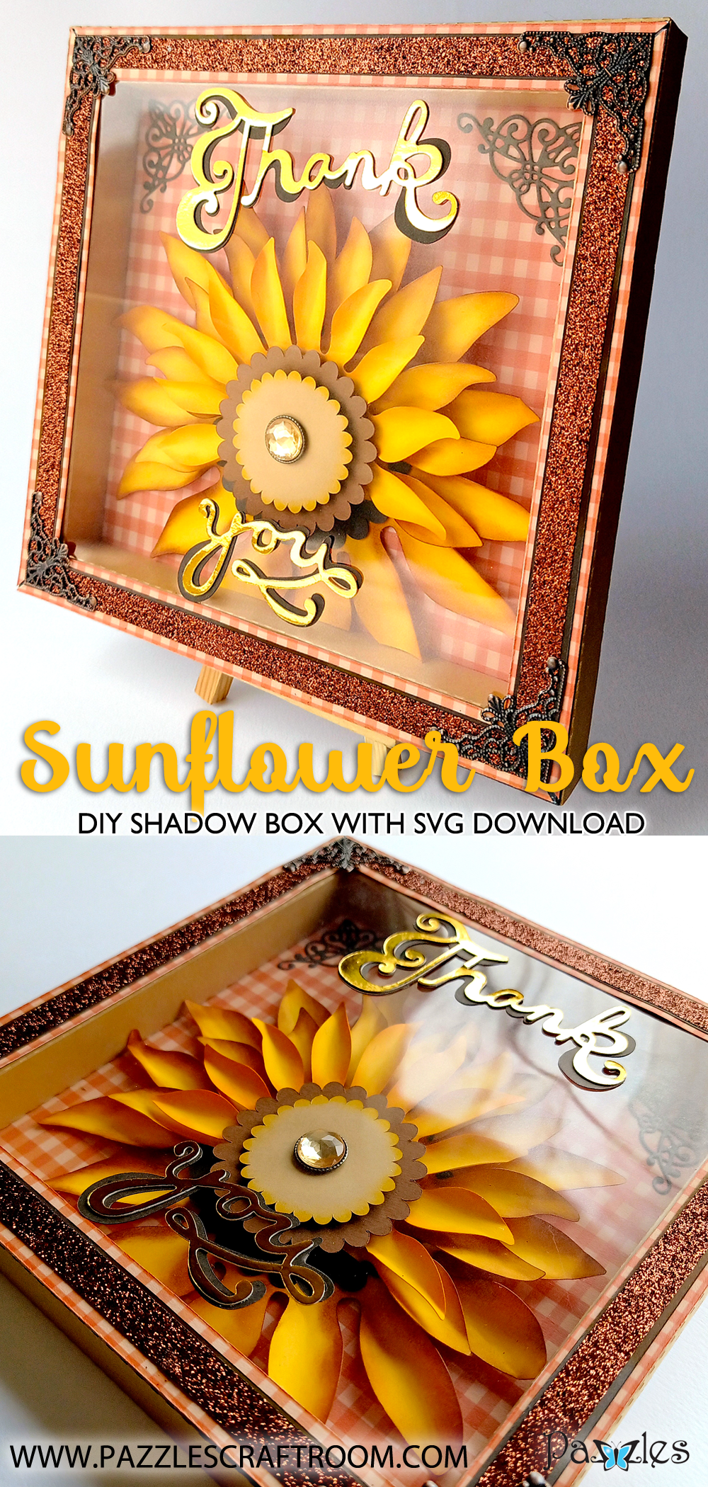 DIY Sunflower Shadow Box with instant SVG download - Pazzles Craft Room
