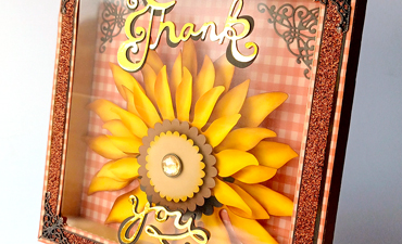 Pazzles DIY Sunflower Shadow Box with instant SVG download. Compatible with all major electronic cutters including Pazzles Inspiration, Cricut, and Silhouette Cameo. Design by Zahraa Darweesh.