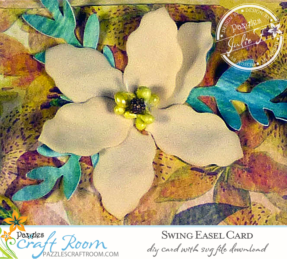 Pazzles DIY Swing Easel Card with instant SVG download. Compatible with all major electronic cutters including Pazzles Inspiration, Cricut, and Silhouette Cameo. Design by Julie Flanagan.
