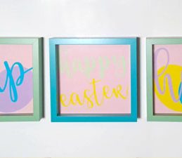 Pazzles DIY Easter Home Decor Trio with instant SVG download. Compatible with all major electronic cutters including Pazzles Inspiration, Cricut, and Silhouette Cameo. Design by Renee Smart.