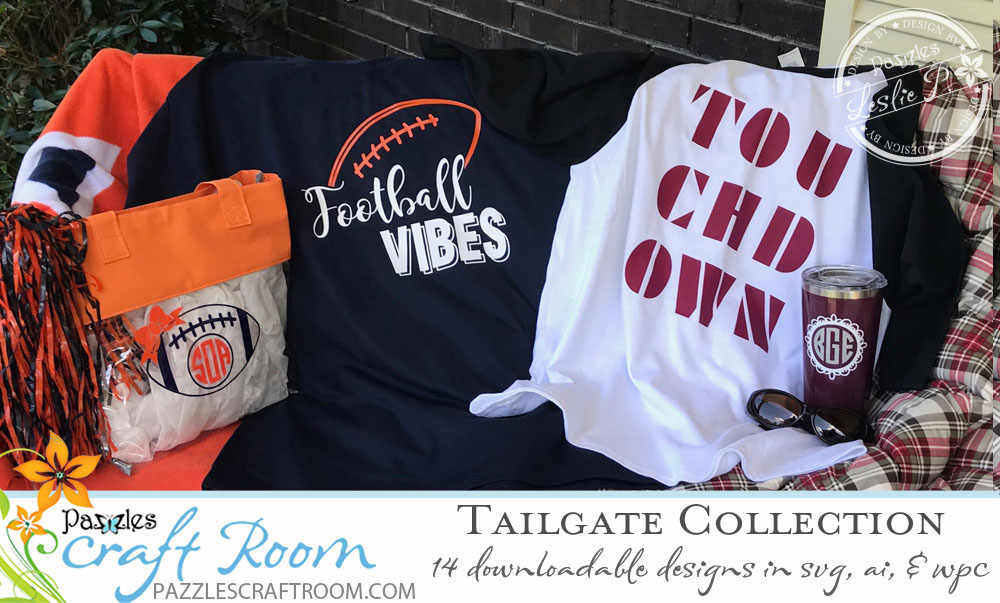 Pazzles DIY Football Designs Tailgate Collection in SVG, AI, and WPC Cutting Files by Leslie Peppers