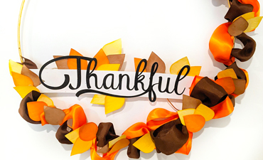 Pazzles DIY Thankful Wreath with instant SVG download. Compatible with all major electronic cutters including Pazzles Inspiration, Cricut, and Silhouette Cameo. Design by Monica Martinez.