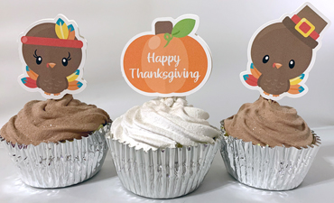 Pazzles DIY Thanksgiving Cupcake Toppers by Lisa Reyna. SVG download compatible with all major electronic cutters including Pazzles Inspiration, Cricut, and Silhouette Cameo.