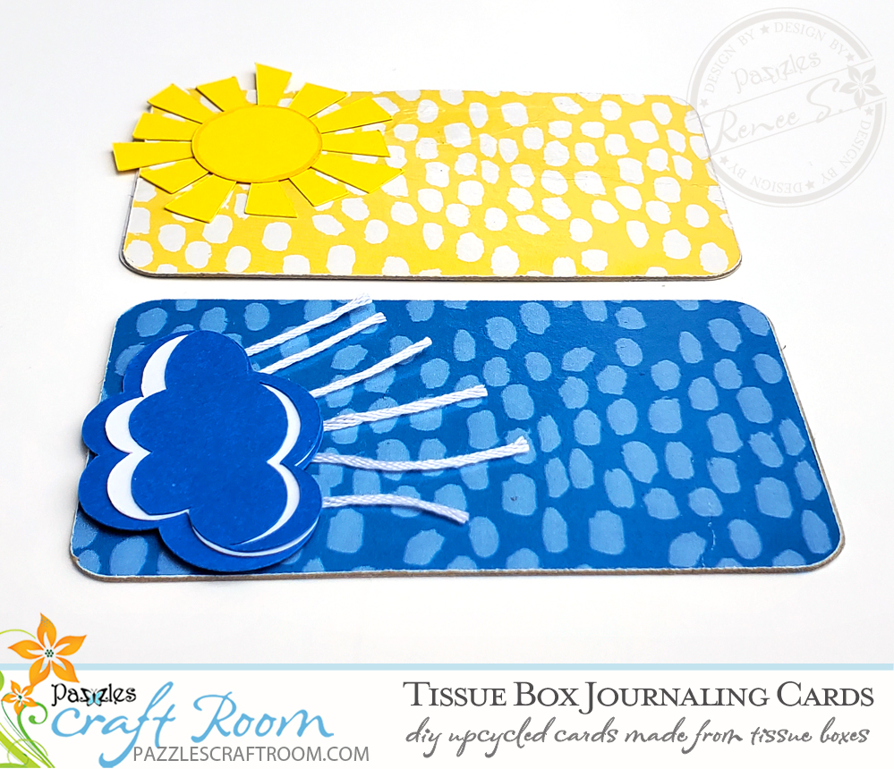 Pazzles DIY Tissue Box Journaling Cards. Instant SVG download compatible with all major electronic cutters including Pazzles Inspiration, Cricut, and Silhouette Cameo. Design by Renee Smart.