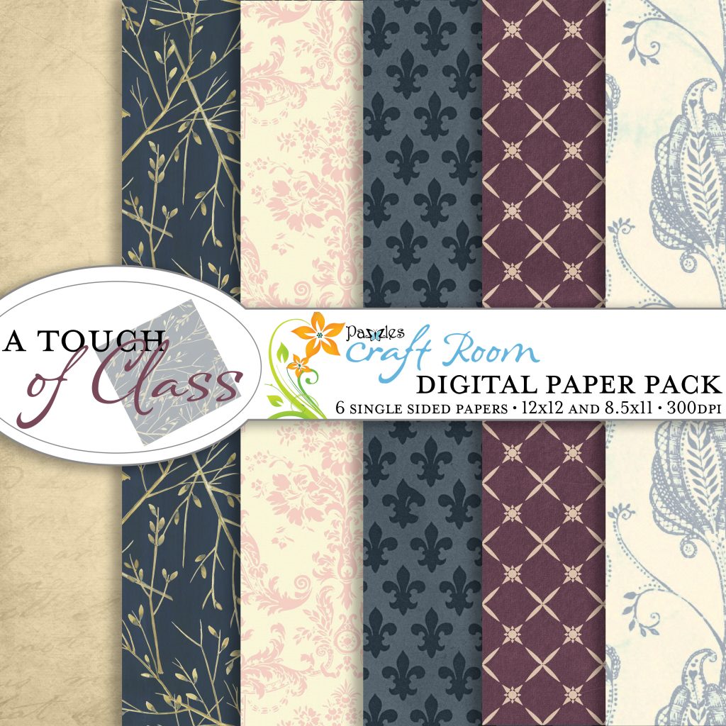 Pazzles DIY Printable A Touch of Class Elegant Digital Paper Collection by Amanda Vander Woude