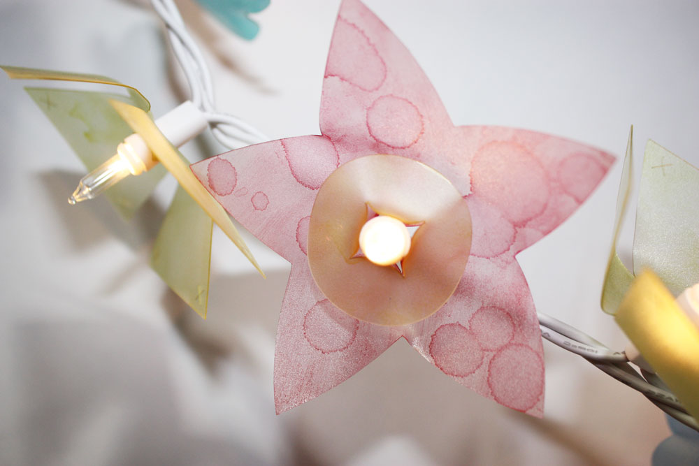 DIY Flower Lights with Stencil Material