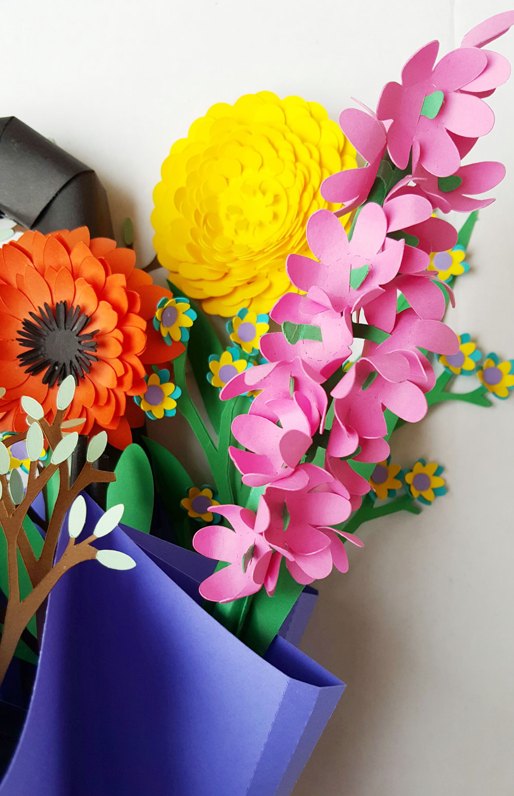 Paper Umbrella and Flowers