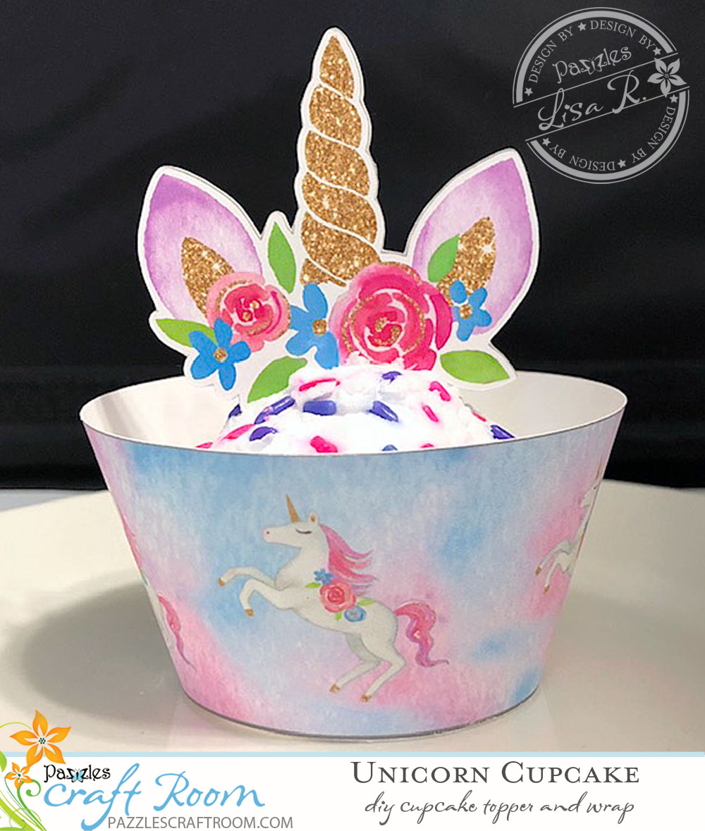 unicorn cupcake wrapper and topper easy diy with instant download