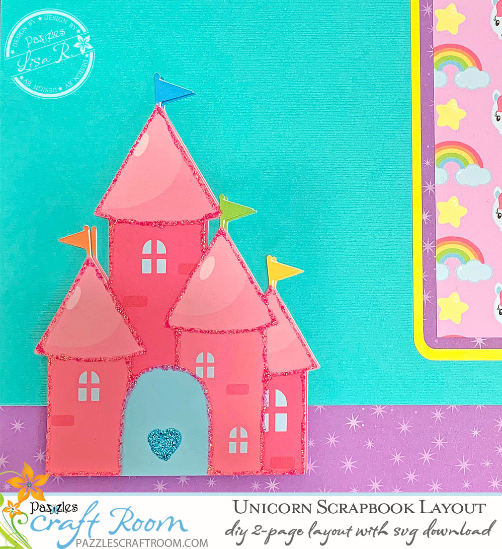 Pazzles DIY Unicorn Scrapbook Layout by Lisa Reyna