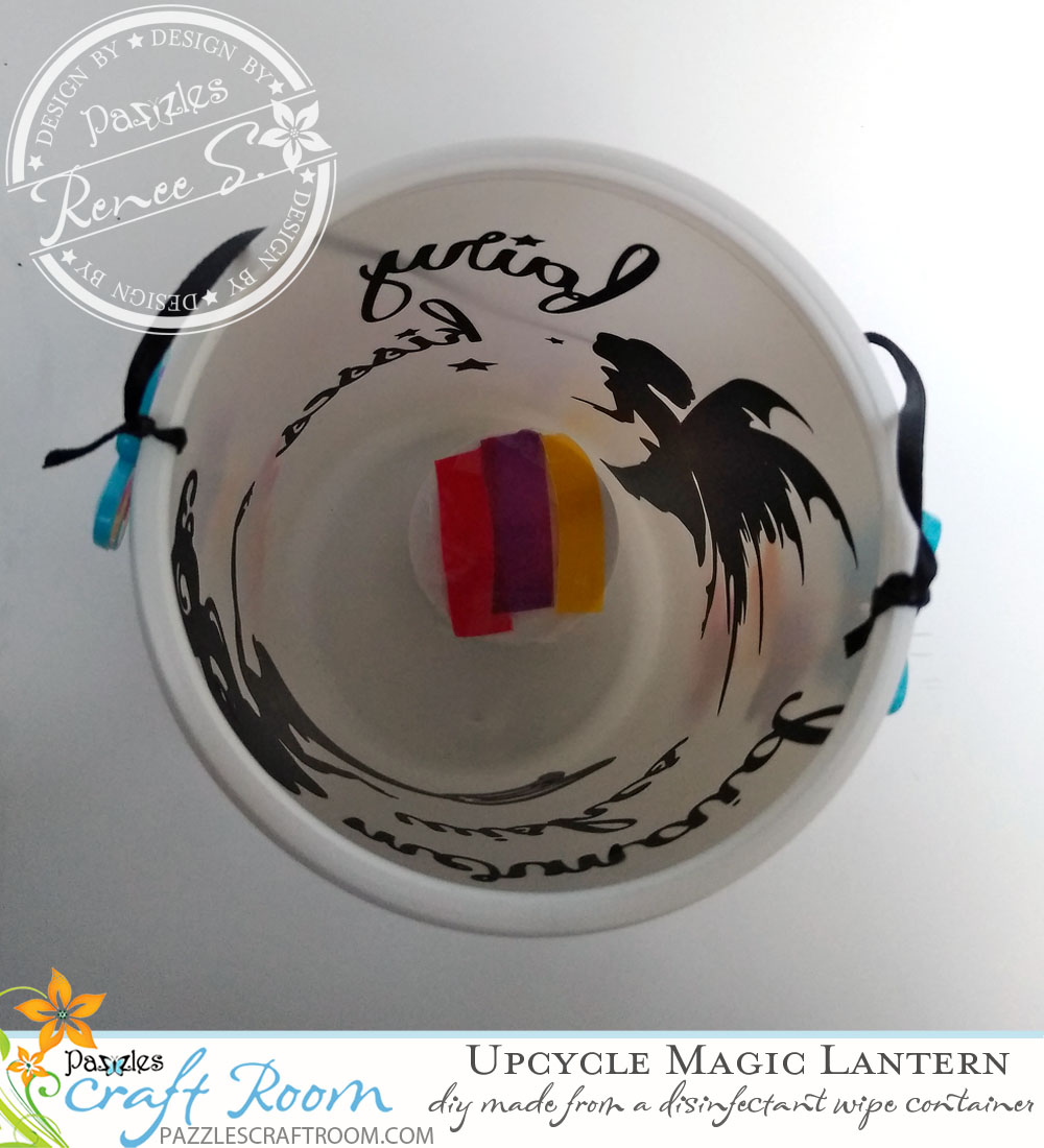 Pazzles DIY Craft Magic Upcycled Lantern from Disinfectant Wipe Container by Renee Smart