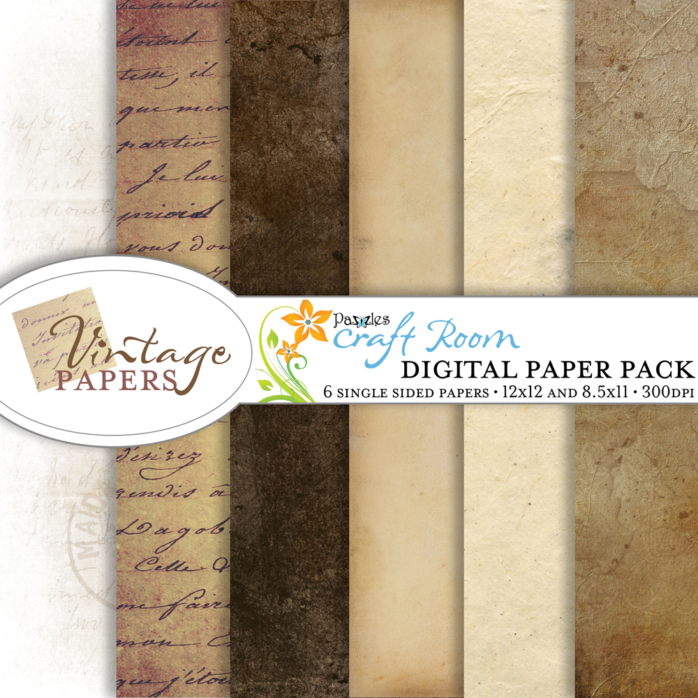 Vintage Paper Digital Paper Pack - Pazzles Craft Room