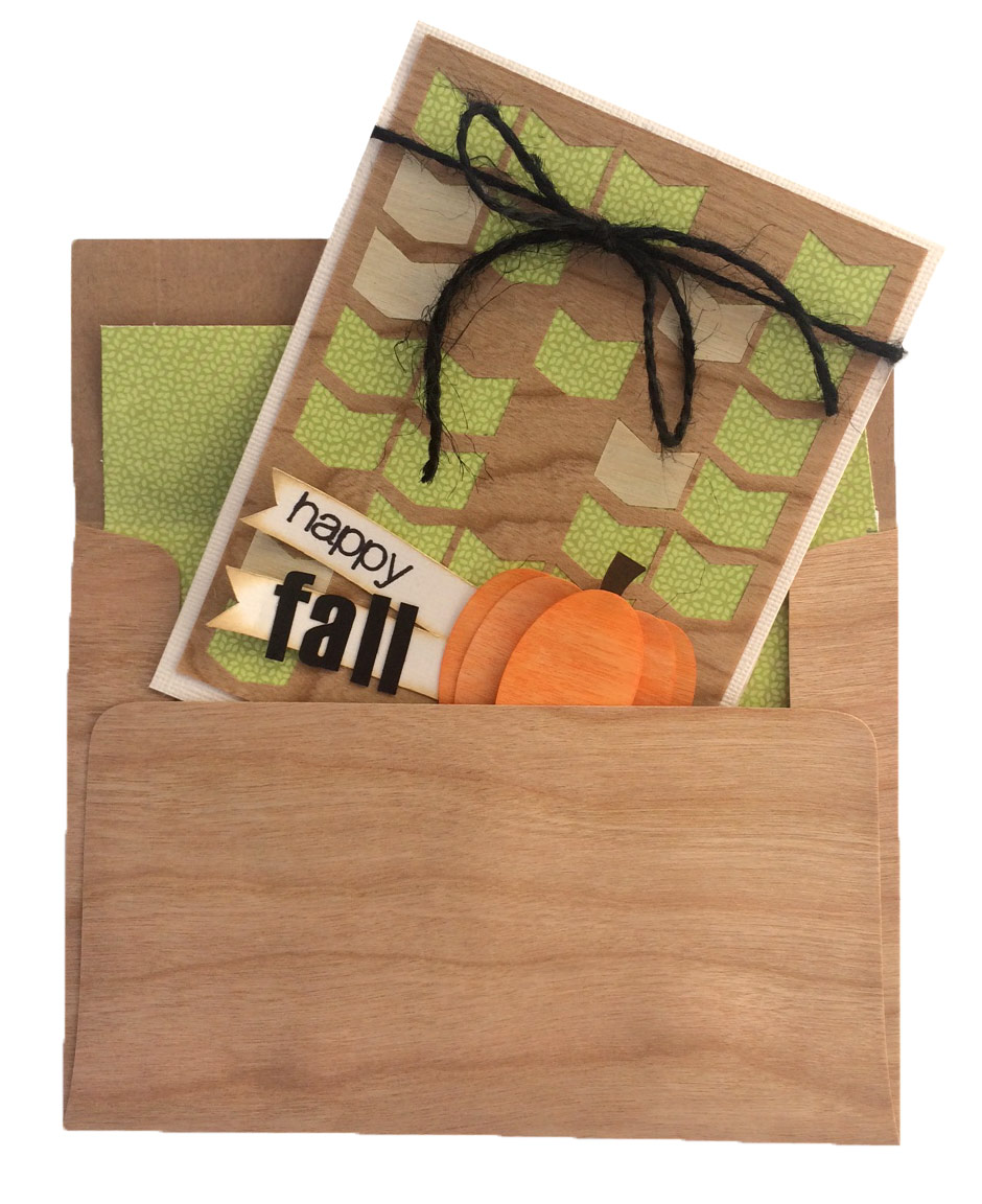 Wood Pumpkin Fall Card and wood envelope