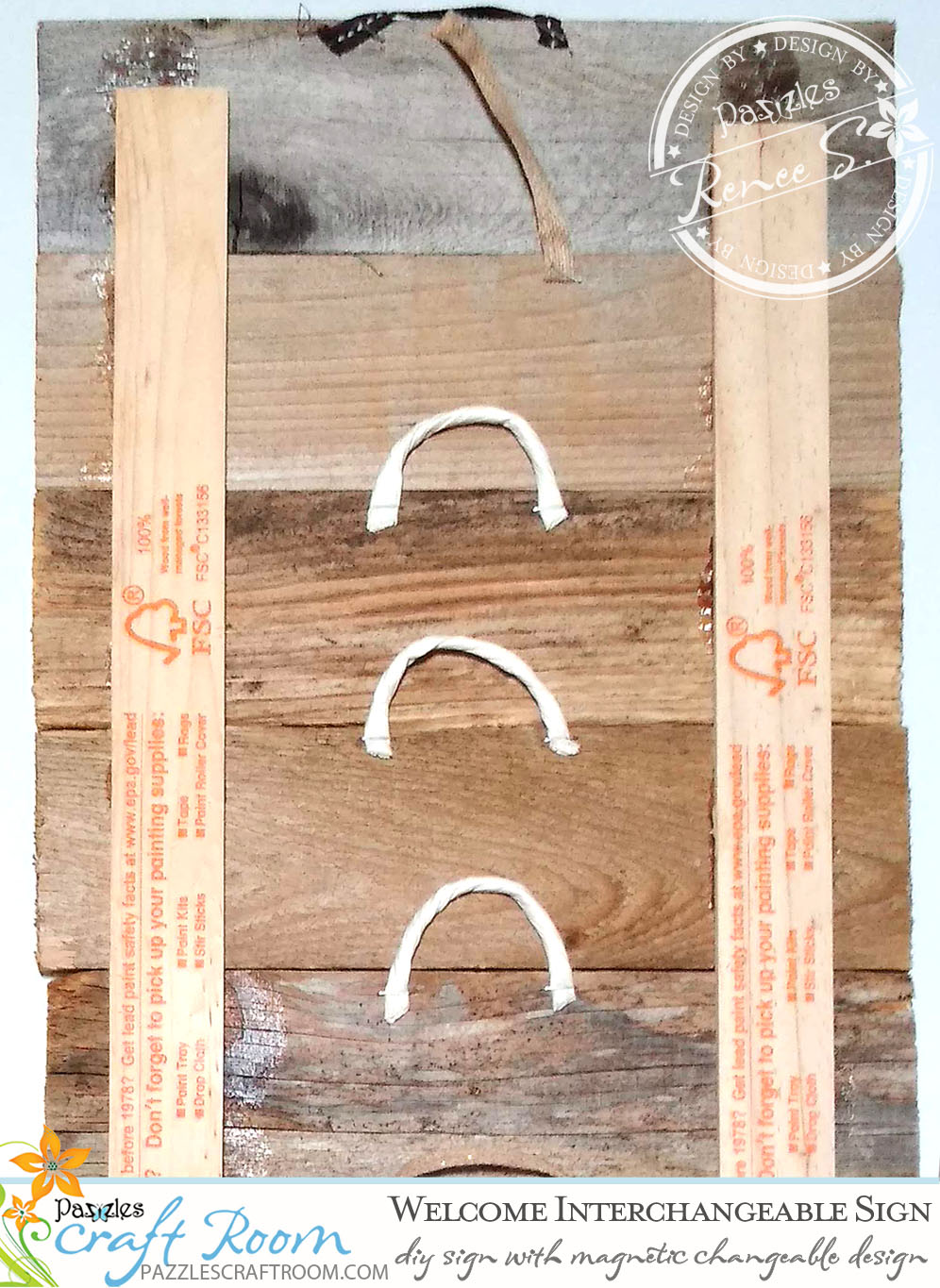Pazzles DIY Welcome Interchangeable Sign with instant SVG download. Compatible with all major electronic cutters including Pazzles Inspiration, Cricut, and Silhouette Cameo. Design by Renee Smart.