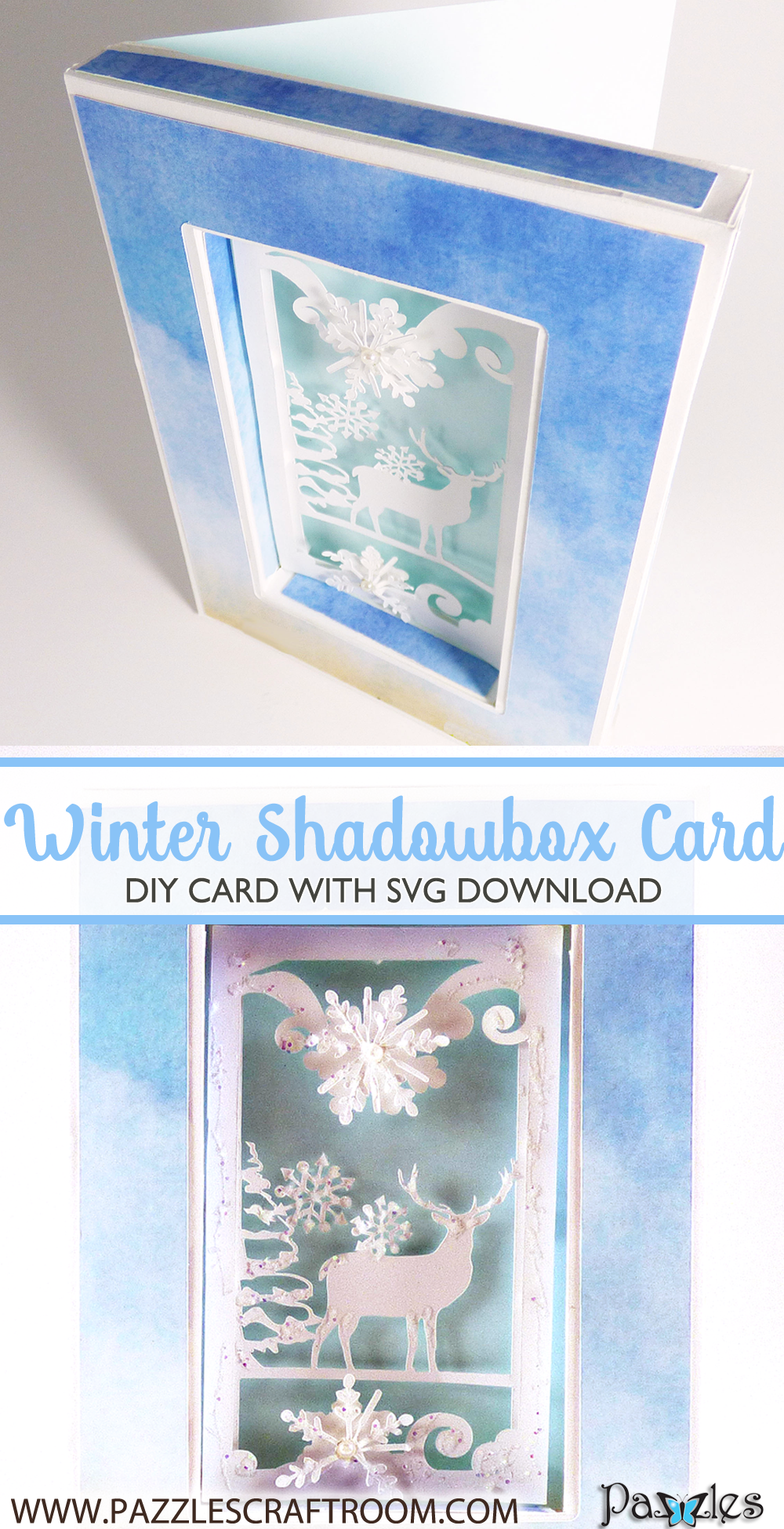 DIY Winter Shadow Box Card or Frame with instant SVG download - Pazzles
