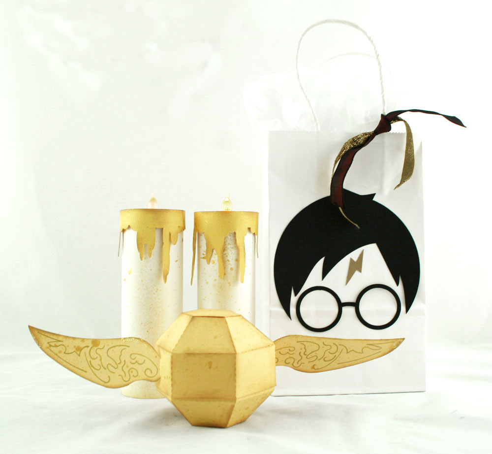 Harry Potter Party set includes Harry Potter crafts and paper party supply ideas. Cut files from Pazzles.