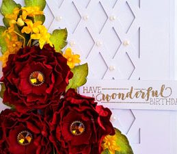 Pazzles DIY Wonderful Birthday Card Red and White with Paper Flowers by Nida Tanweer. Svg Download included, compatible with all major electronic cutters including Pazzles Inspiration, Cricut, and Silhouette Cameo.