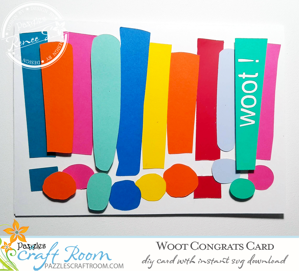 Pazzles DIY Congrats Card with instant SVG download. Compatible with all major electronic cutters including Pazzles Inspiration, Cricut, and Silhouette Cameo. Design by Renee Smart.